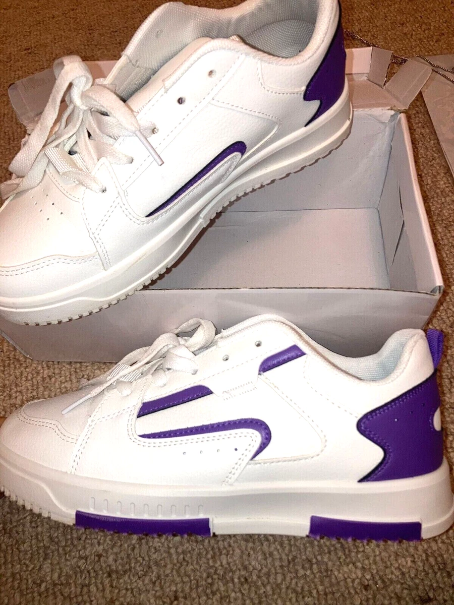 WOW IDEAL LADIES TRENDY RETRO WHITE / PURPLE BASEBALL TRAINERS SIZE UK 6 /  39 | eBay