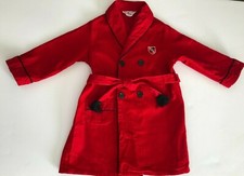 Rare Vintage Tommy Brooks Toddler Boys Red Corduroy BathRobe Black trim Sz 3T-4T