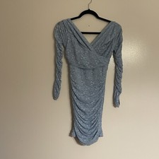 Selfie Leslie Women M Blue Lace Moonrise Off-Shoulder Long Sleeve Mini Dress NWT