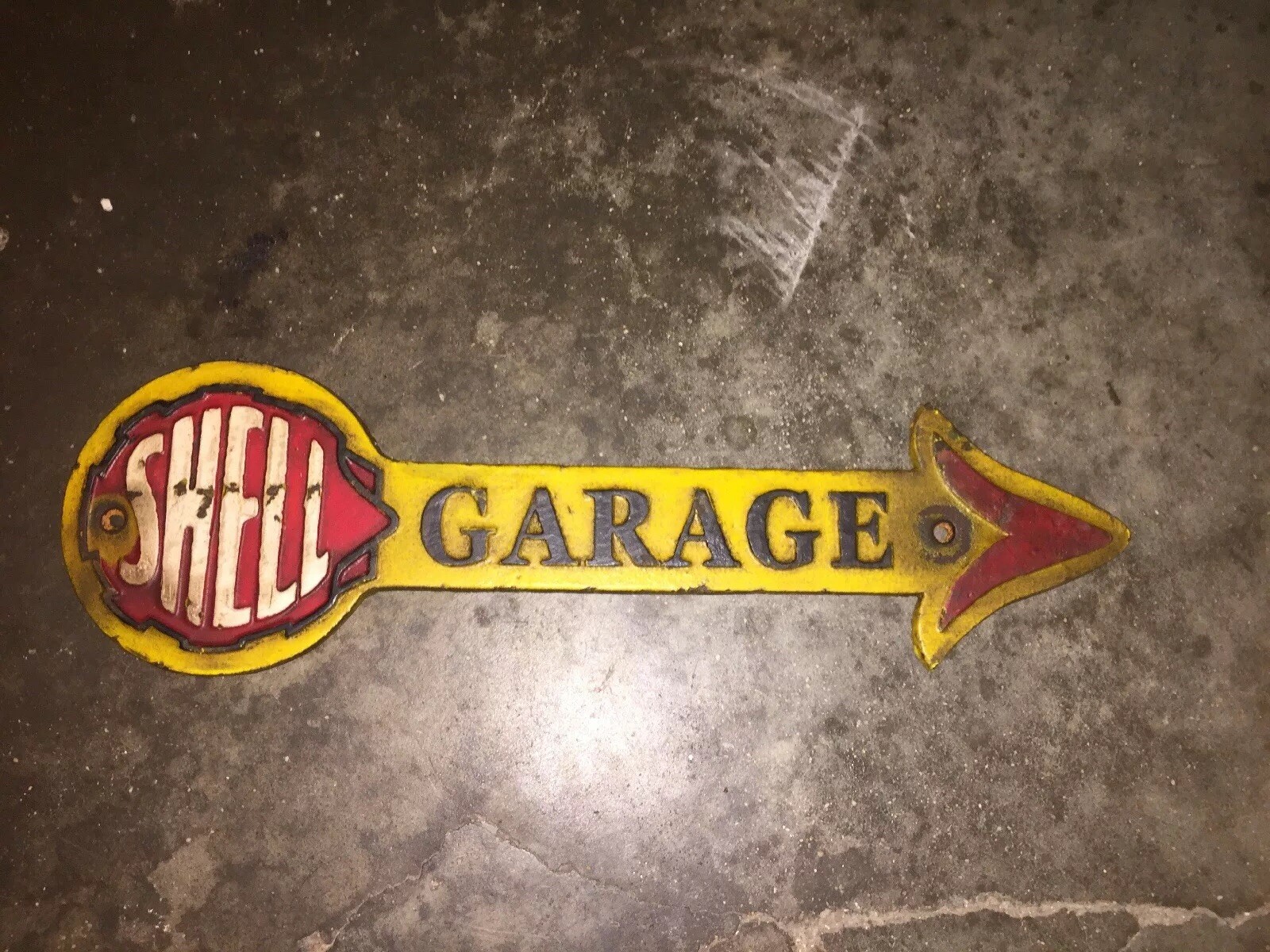 Shell Oil Garage Cast Iron Sign 16” Solid Metal Patina Amoco Texaco ...