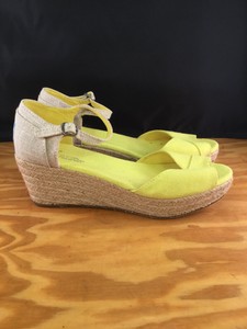 yellow peep toe wedges