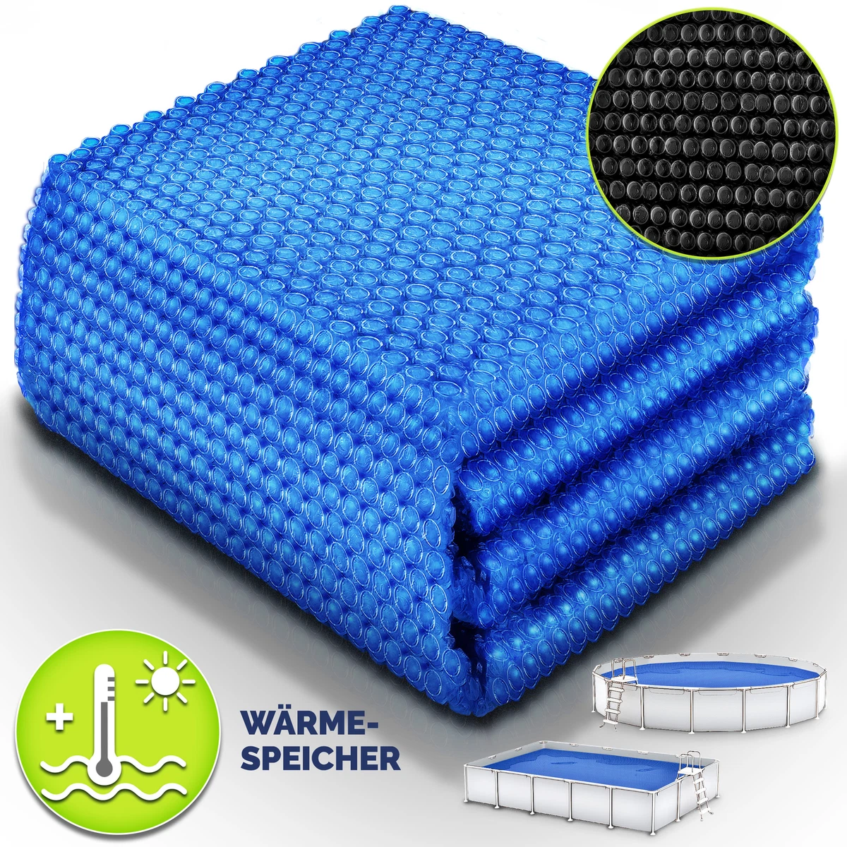 VIALIA Solarfolie Rund, 120µ, 4,27m – Schwarze Noppenfolie Als Poolabdeckung & Heizplane