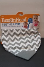 BooginHead Teether Bib with attached Rubber Teething Tip - Grey 