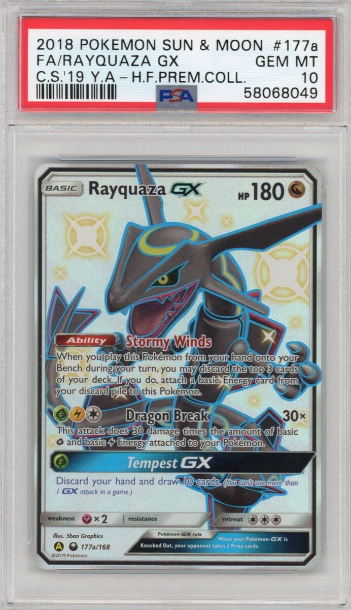 Pokemon Hidden Fates Full Art Shiny Rayquaza GX Promo # 177a GEM MINT PSA  10