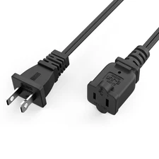 TV Extension Power Cord Cable Polarized 2-Prong Male-Female Outlet Extension ...