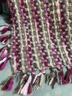 Chunky Knit Fuzzy Scarf Pink Magenta Grey 16” x 80” Knotted Fringe — photo 2