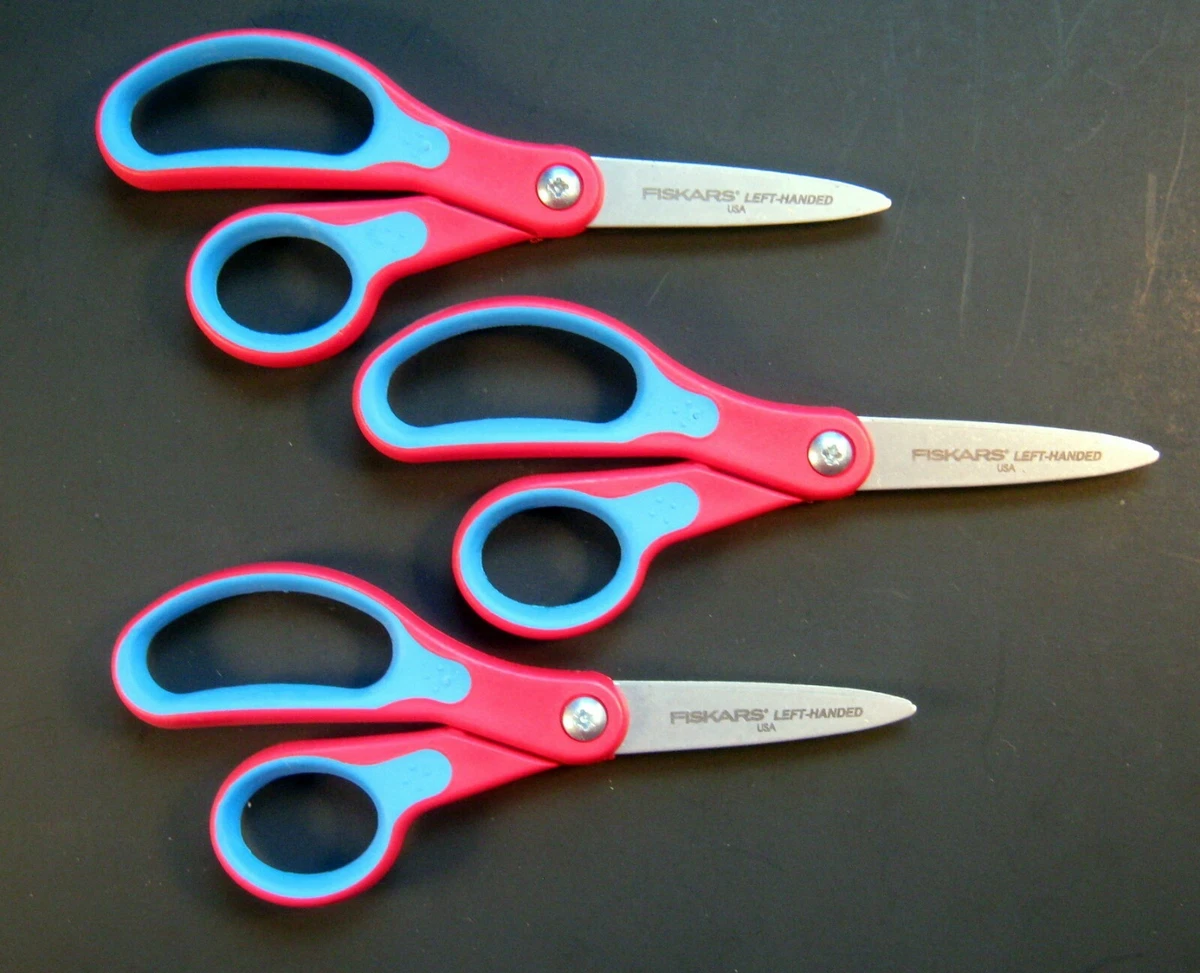 Lot of 3 Fiskars 5 LEFT-HANDED SoftGrip Kids Scissors - Made in the USA!  NEW