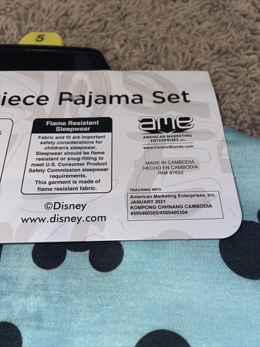 NWT Girl's Disney Mickey Mouse 2 Piece Pajama Set Blue Size 4T, 5, 6 - Picture 7 of 7