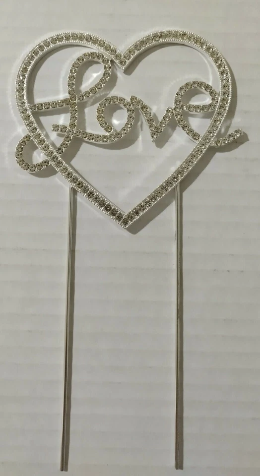 1 Pieza Plata Amor Perla Estrás Pastel Topper Aniversario Boda Evento Fiesta Foto 2 de 4