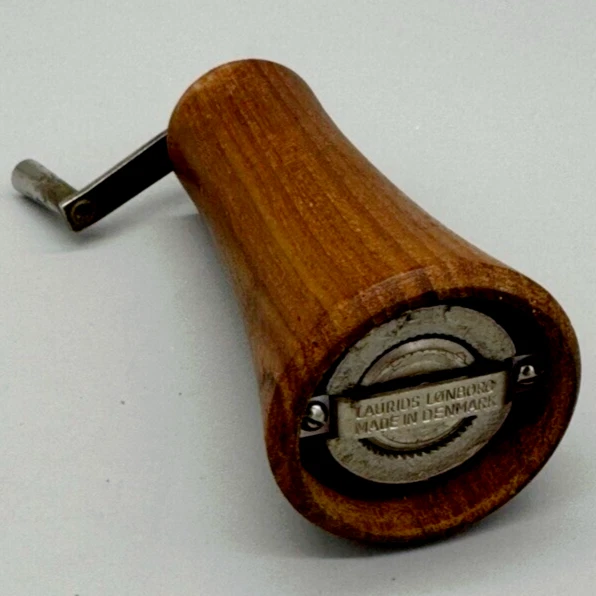 Laurids Lonborg Vintage Teak Wood Pepper Mill Made In Denmark Makers Label