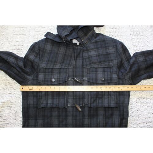 7 For All Mankind Wool Cotton Blend Plaid Men Jacket Size XL Removable Hood - Picture 2 of 15