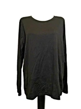 TIME AND TRU RELAXED FIT Black Crew Neck Long Sleeve Tee Shirt Sz S*