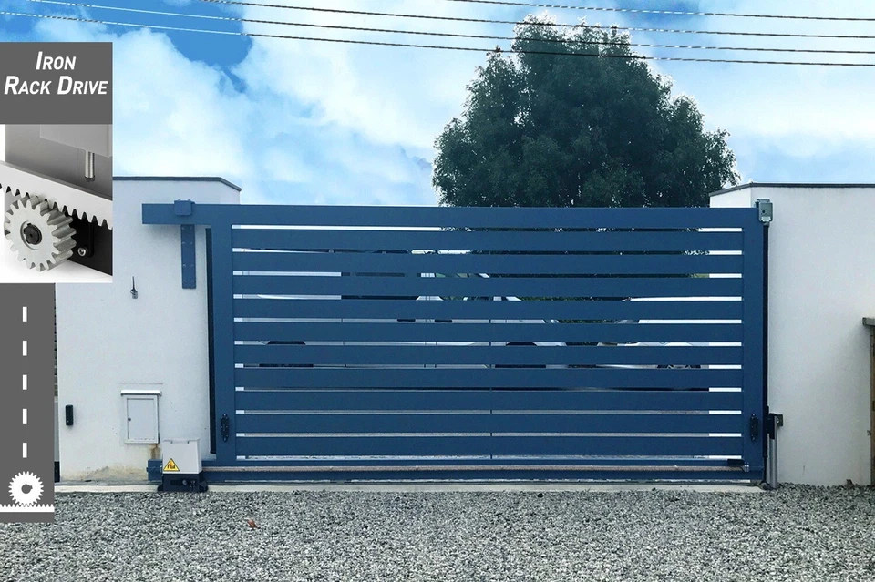 Abridor automático de puertas correderas 1800 lb accionado por rack con 2 controles remotos y kit completo Foto 2 de 4