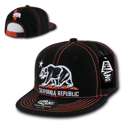 California Republic Bear Cotra-Stitch Snapback Cap Hat