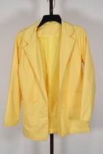 Womens Blazer Top Formal Yellow Work Jacket Ladies Long Sleeve Suit Coat Size M