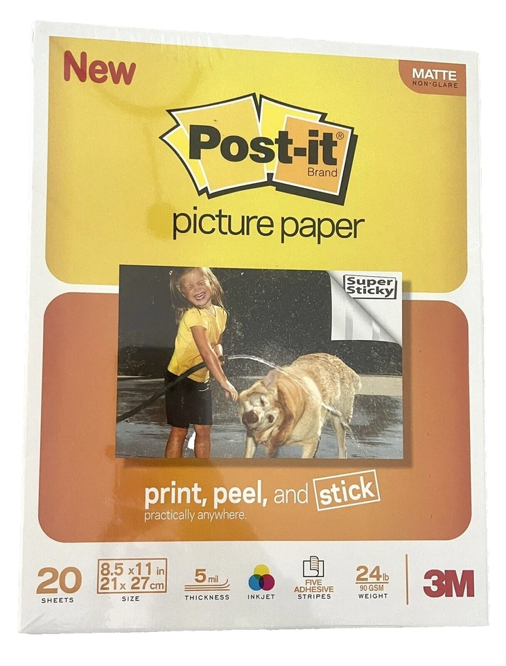 POST-IT Picture Paper Lot 20 Matte Shts 8.5"x11" + 125 Shts 4”x6” Glossy + … NEW - Image 2 of 4