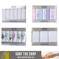Ladies Handkerchiefs 100% Cotton Hankies Lace Corner / Dyed Silver Gift Box