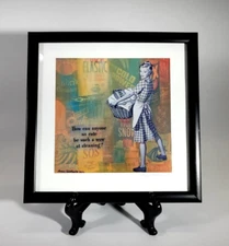 CS Amy Swoboda Retro Ephemera Laundry Themed Framed Art LE 15/50 9" x 9" EUC!