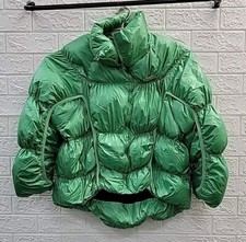 New Aelfric Eden Irregular Split Pleats Weightless Full Zip Coat Green Sz Small