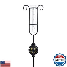 MUMTOP Rain Gauge Outdoor, Metal Gazing Ball Decorative with Stake for Lawn, 