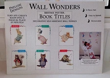 BEATRIX POTTER Book Titles Decorative Wall Murals Self Stick Frame Set of 6 NOS