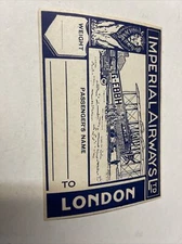 1928 Imperial Air Baggage Label Sticker 3x5”AIRLINETIMETABLE SCHEDULE Brochure