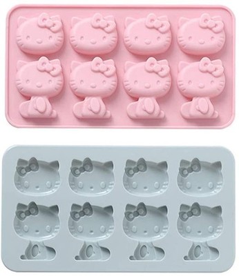 INKU Hello Kitty Silicone Molds 2Packs Fondant hello kitty mold Blue,Pink