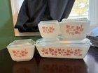 Pyrex Pink Gooseberry Refrigerator Set 8 Piece Set With Original Lids!