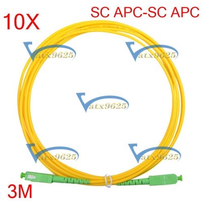 10PCS SC/APC 3M SC/APC 3.0mm Jumper Simplex Mode Fiber Optic Patch Cord Cable