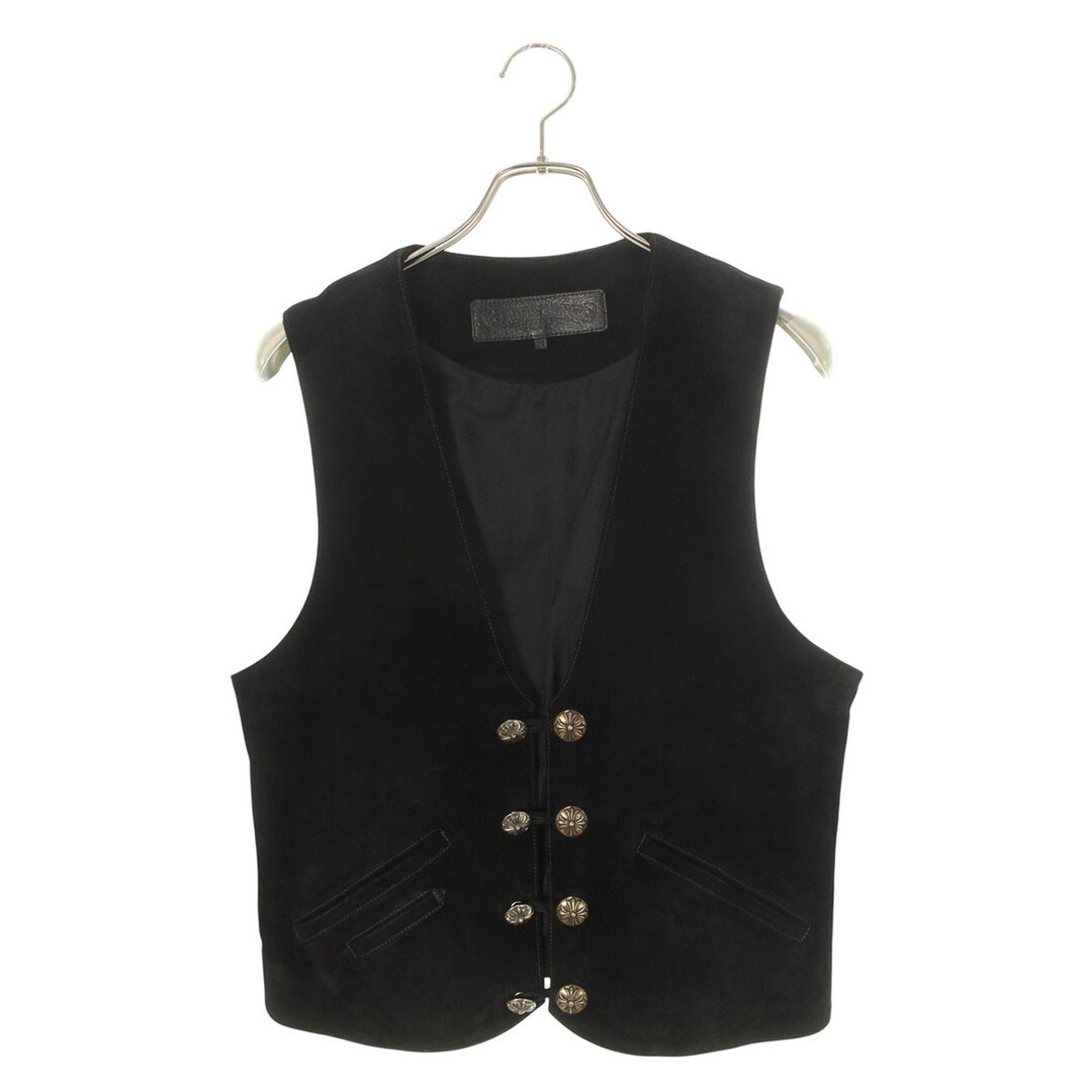 Chrome Hearts 8B L LNG BCK Suede 8 Crossball Button Leather Vest Men's M Used b1 thumbnail 2