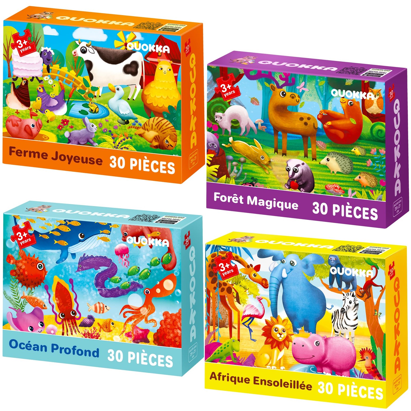 Puzzle enfant 3 4 5 ans et puzzle animaux educatif 4x30 pieces grand format