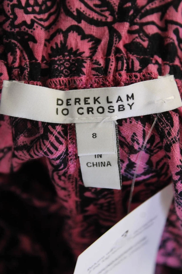 Blusa Top Derek Lam 10 Crosby Mujer Algodón Floral Volantes Cuello Rosa Talla 8 Foto 4 de 4