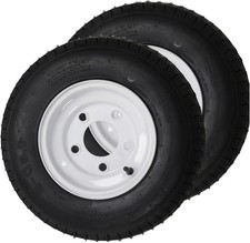 2pack 4.80-8 Trailer Tires With Rims 4.80x8 480-8 5 Lug On 4.5 And White Wheels