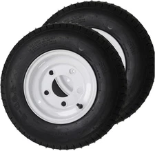 2Pack 4.80-8 Trailer Tires with Rims 4.80x8 480-8 5 Lug on 4.5" and White Wheels