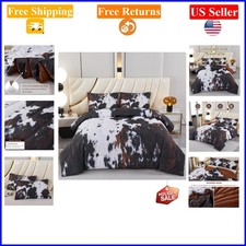 Queen Cow Print Comforter Set 3 Pieces, Modern Rustic Bed Bedding