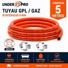 LPG gas hose 5 m Ø 8 mm interior + 2 collars offered flexible rubber
