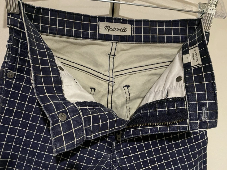 Pantalones de mezclilla ajustados de tiro alto Madewell para mujer de 9": edición Windowpane talla 24 Foto 2 de 4
