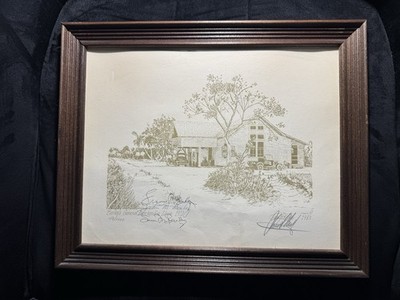 Signed Lee Phillips Drawing   Bailey s General Merchandise Store 1932 