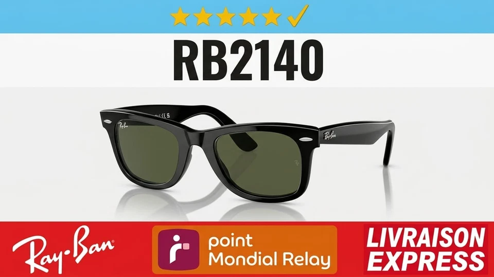 Ray-Ban RB2140 Noir 60□18-140– État Neuf - Photo 1/4