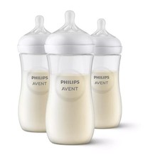 Philips Avent Natural Baby Bottles Clear Fast Flow 4 Nipple 11 oz 3-Pack NEW