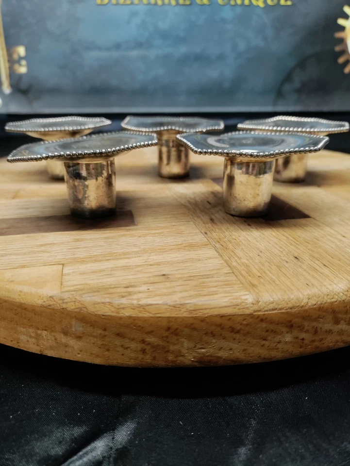 Juego de 5 candelabros vintage plateados con cuentas Foto 2 de 4