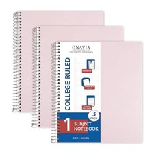 Spiral Notebook 1 Subject, College Ruled, 9 x 11 in, 100 Sheets, 3 3 Pack Pink