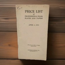 RARE EASTMAN KODAK Roches NY April 1931 PRICE LIST Prof. Films, Plates,  Papers