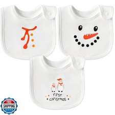 2ooya Christmas Cotton Baby Bibs - 3Pcs Snowman Penguin Toddler Feeding Bibs