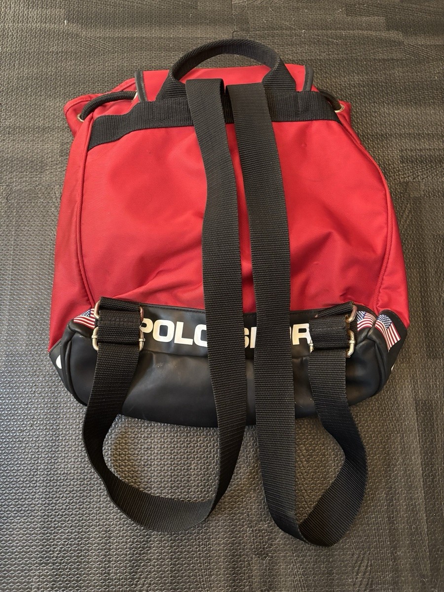Vintage 90's Polo Sport Ralph Lauren Backpack Red Bag Limited