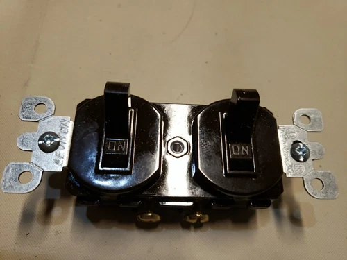 Leviton 5224 Combination 2 Single Pole Switches Brown