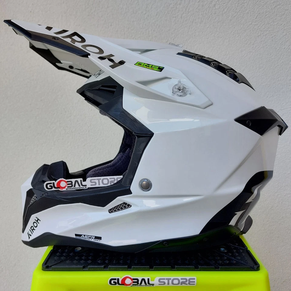 Casque Homme Airoh Aviator 3 Couleur Blanc Brillant Motocross Enduro - Photo 3/4