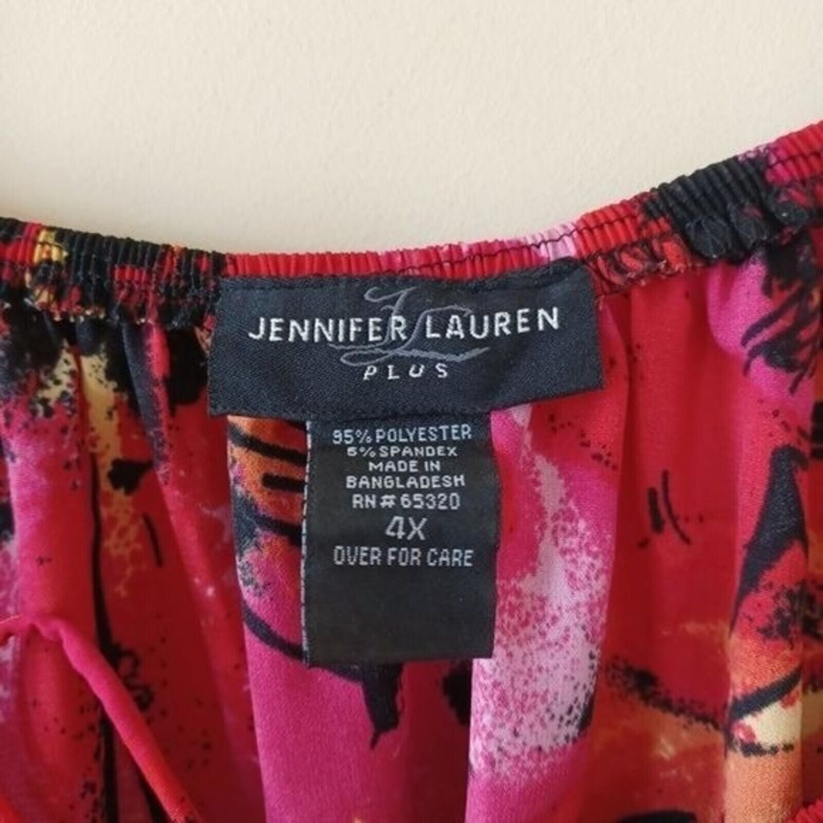 Jennifer Lauren Top 4X Off Shoulder Tropical Flowy Red Colorful Cruise Wear