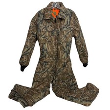 Vintage Mossy Oak Camo Cabelas Reversible Zip Up Coveralls Made In USA Sz M
