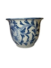 Antique Chinese Blue and White Jardiniere Planter Porcelain Pot Lotus Flower